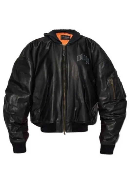 Luxury Balenciaga Trending 2025 Leather Bomber Jacket Black