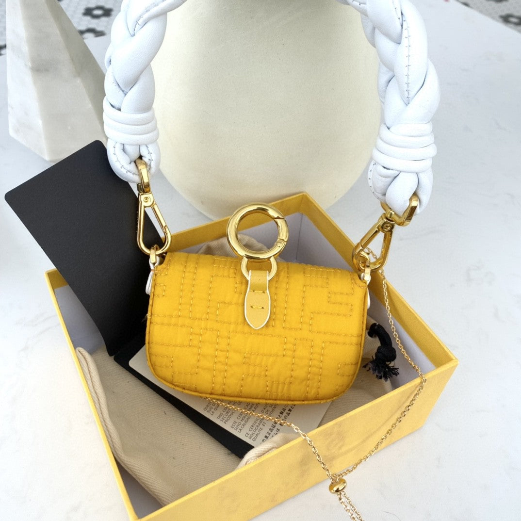 Top QualityTop Quality Nano Baguette Maxi Handle Yellow and White Bag For Woman 6.5cm/2.5in