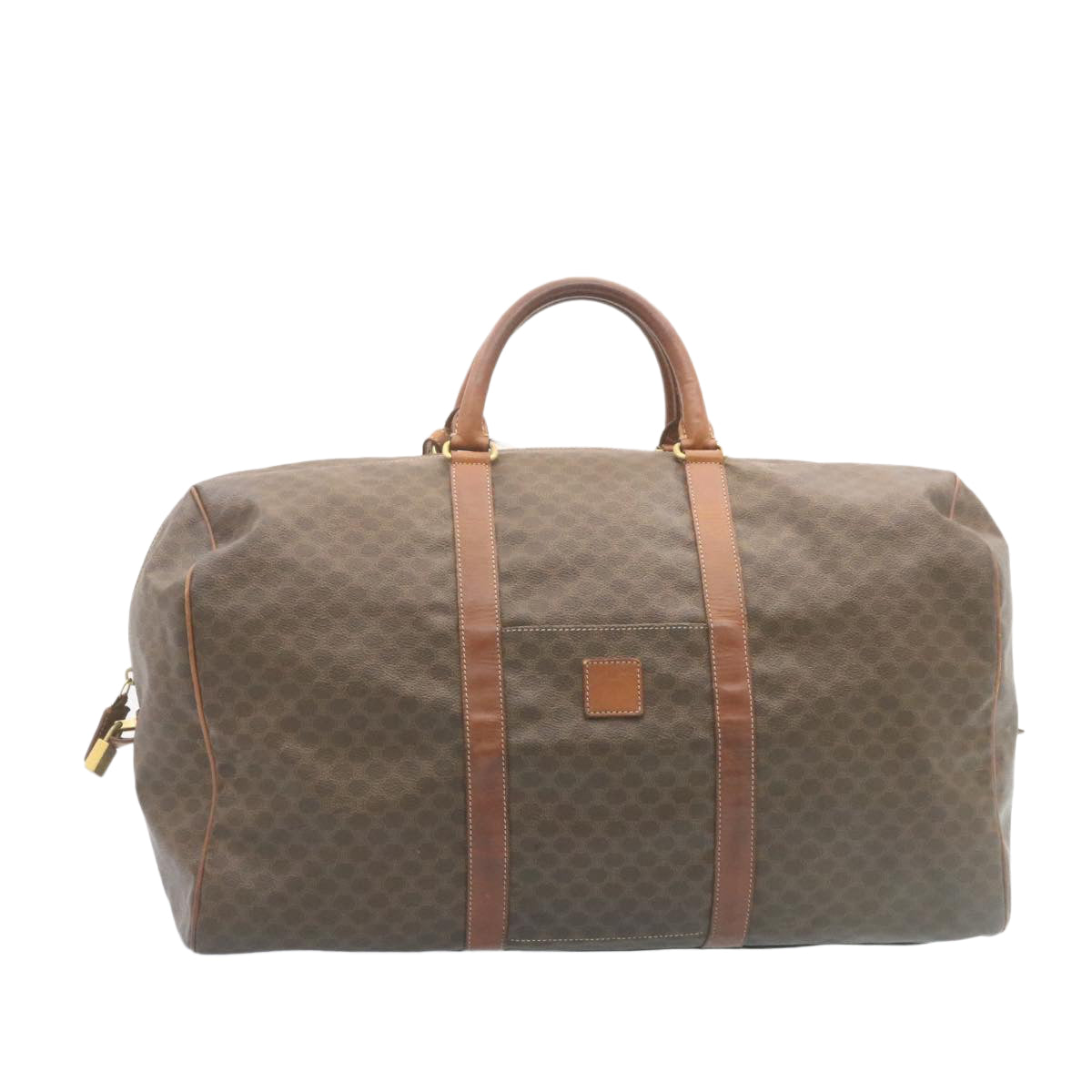 Luxury CELINE Macadam Canvas Boston Bag Brown  28060