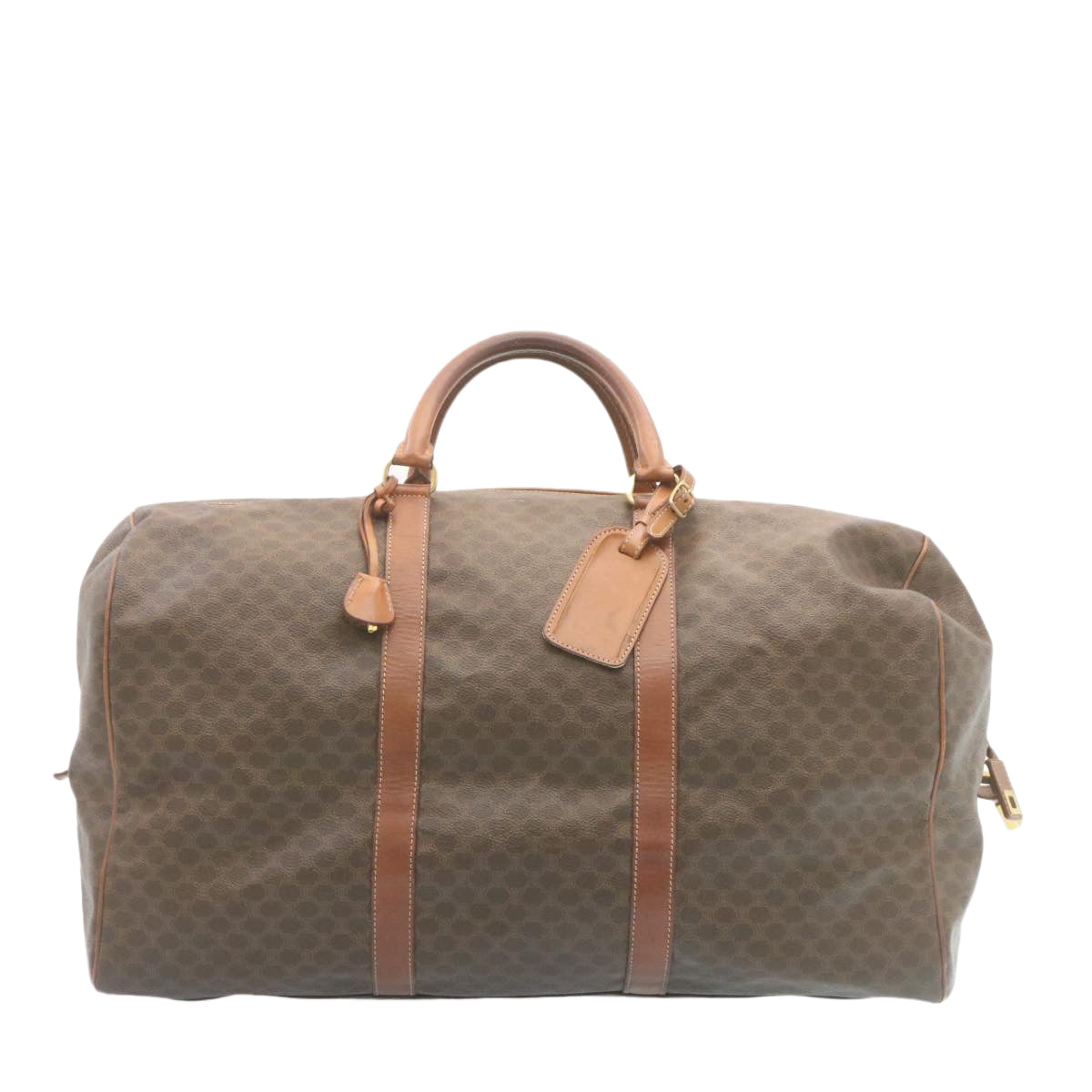 Luxury CELINE Macadam Canvas Boston Bag Brown  28060