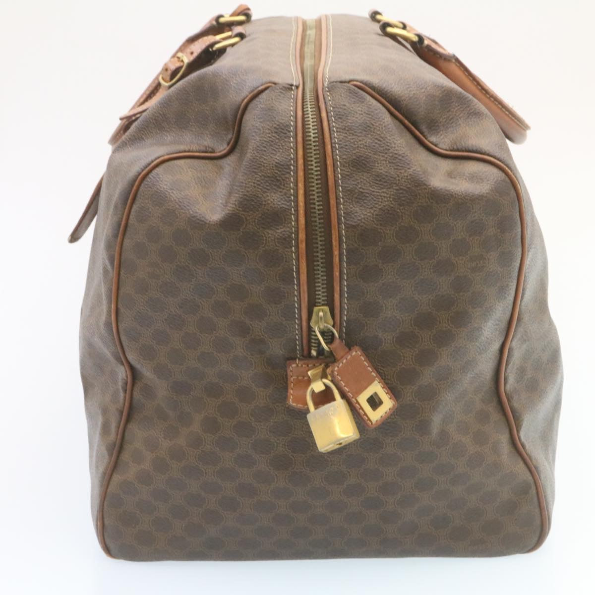 Luxury CELINE Macadam Canvas Boston Bag Brown  28060
