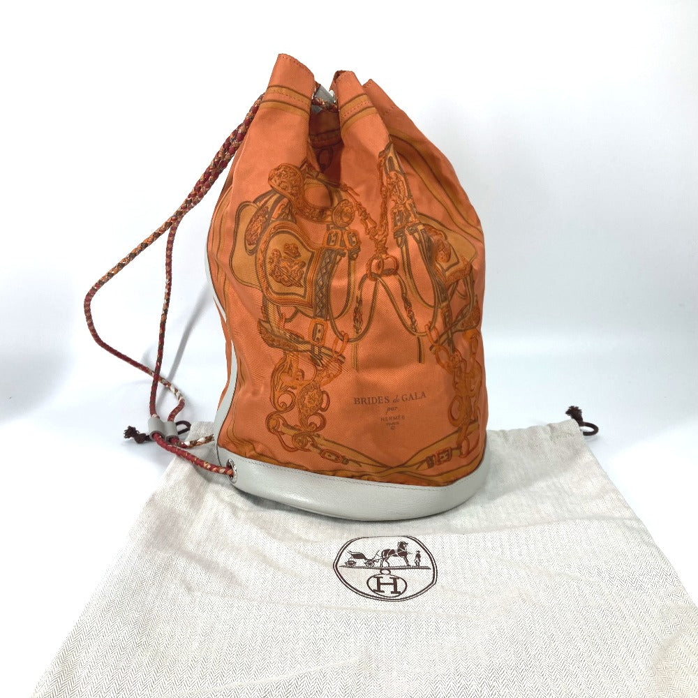 HERMES Shoulder Bag Silk, Leather Orange Shoulder soie cool 22 brides de gala Women  d