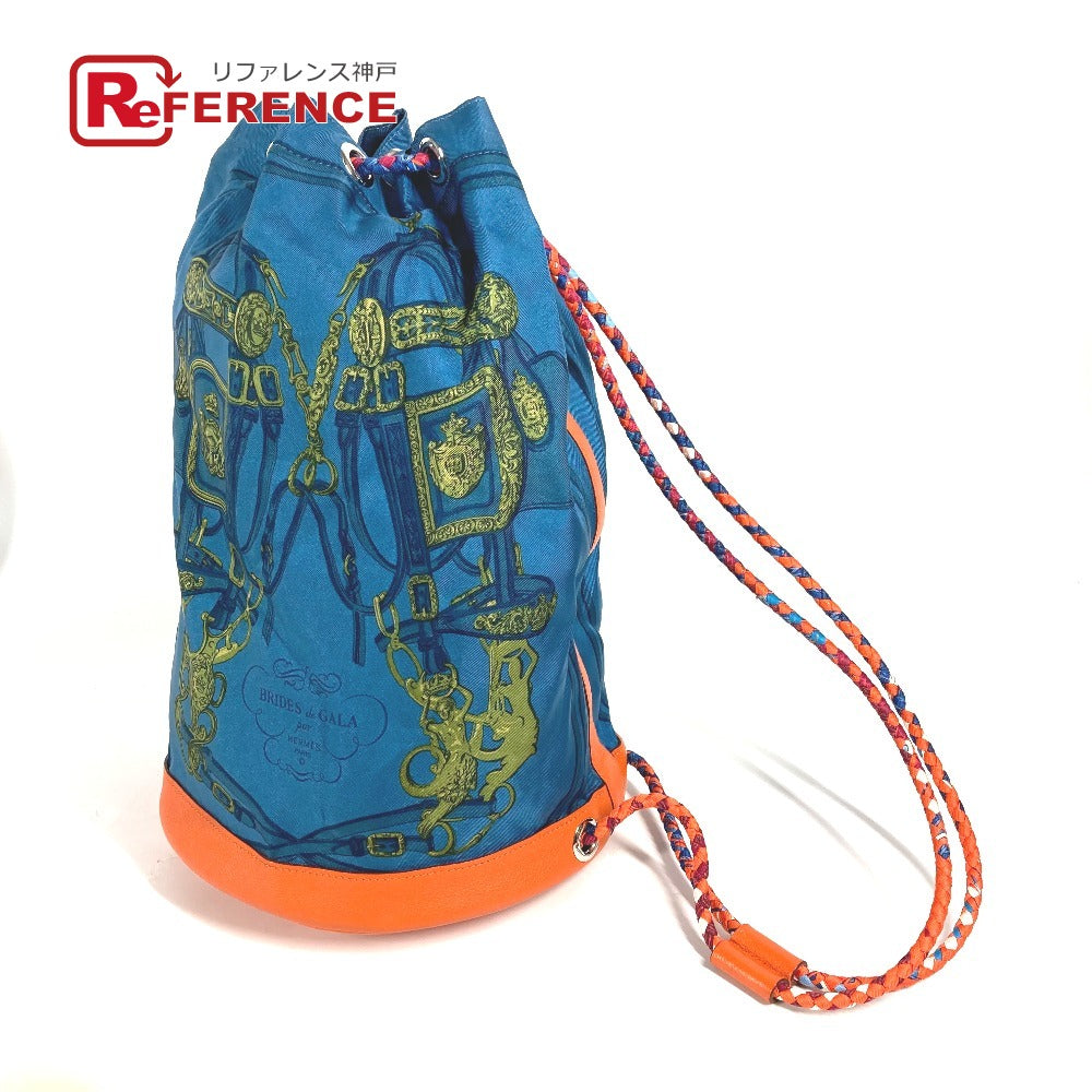 HERMES Shoulder Bag Silk, Leather Orange Sowacool 22 Drawstring Bag Women  d