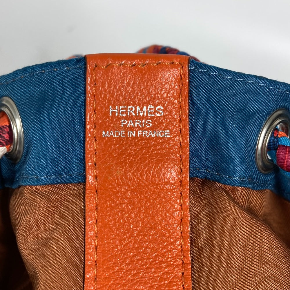 HERMES Shoulder Bag Silk, Leather Orange Sowacool 22 Drawstring Bag Women  d