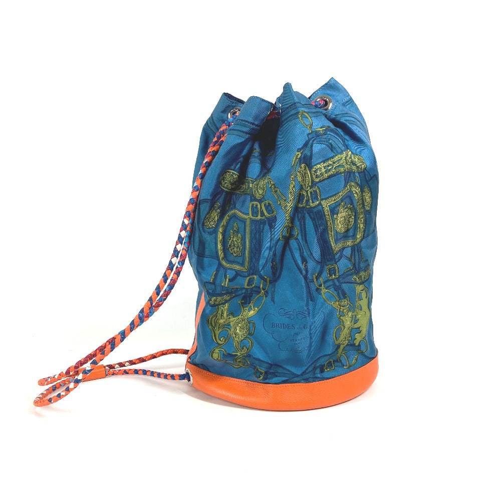 HERMES Shoulder Bag Silk, Leather Orange Sowacool 22 Drawstring Bag Women  d
