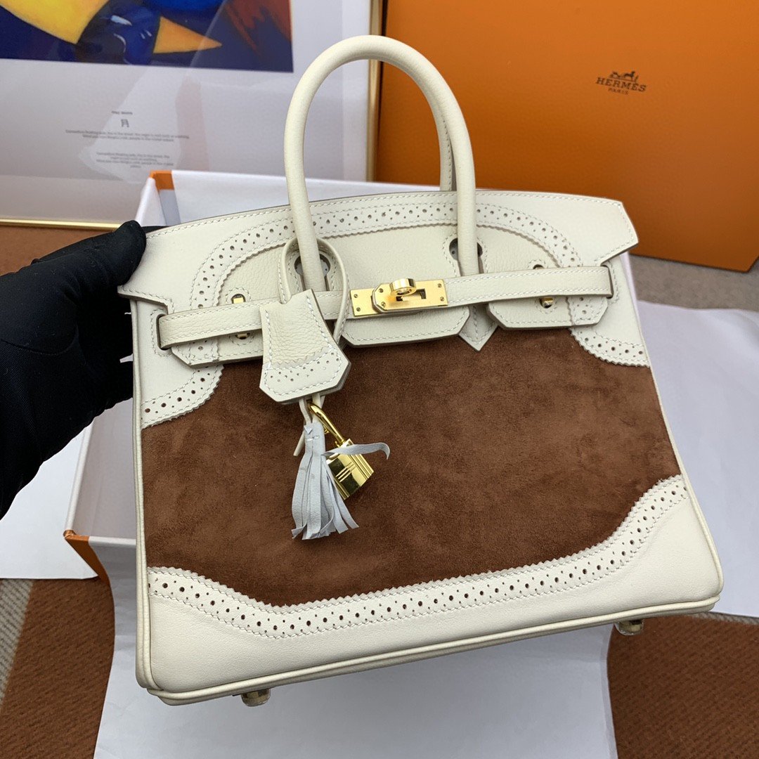 Top Quality Birkin Nata Swift Bi Color For Women Gold Toned Hardware 10in/25cm