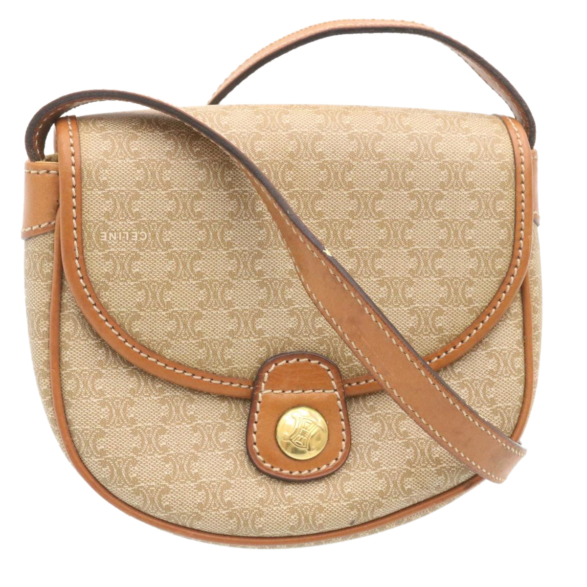 Luxury CELINE Macadam Canvas Shoulder Bag Brown  28459