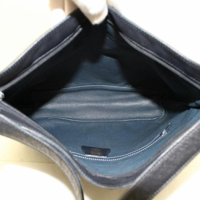 Gucci   Navy Blue Leather With Dimensional Navy Diagonal Stripes Hobo Bag
