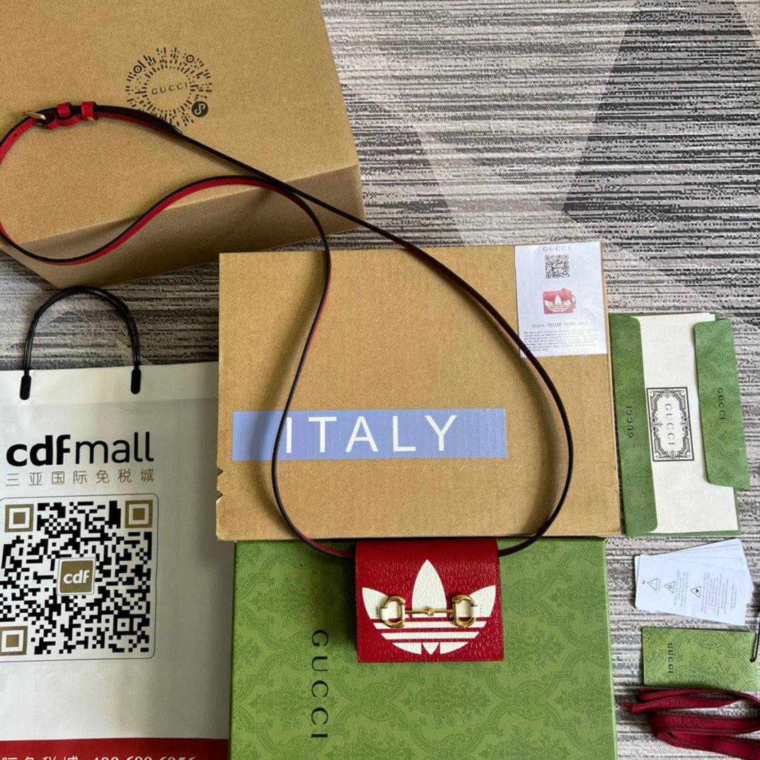 gg x Adidas Card Case With Horsebit Red For Women, Women’s Bags 4in/11cm gg‎