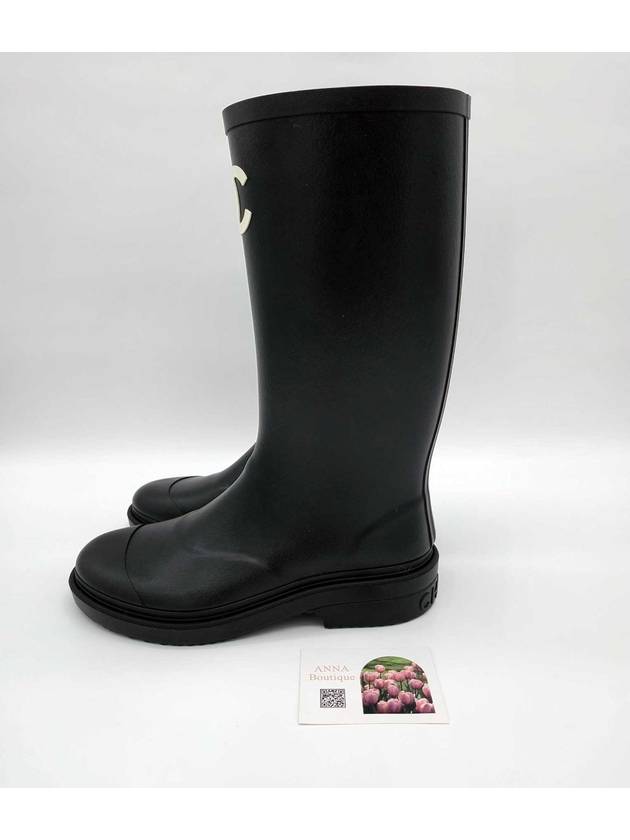CC Logo Caoutchouc Rain Boots Black Chanel