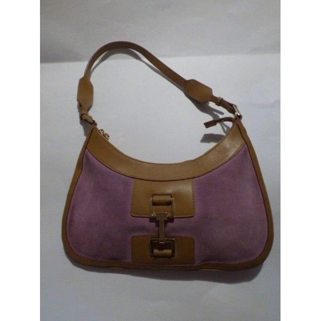 Gucci   Pink Suede And Camel Leather Hobo Bag