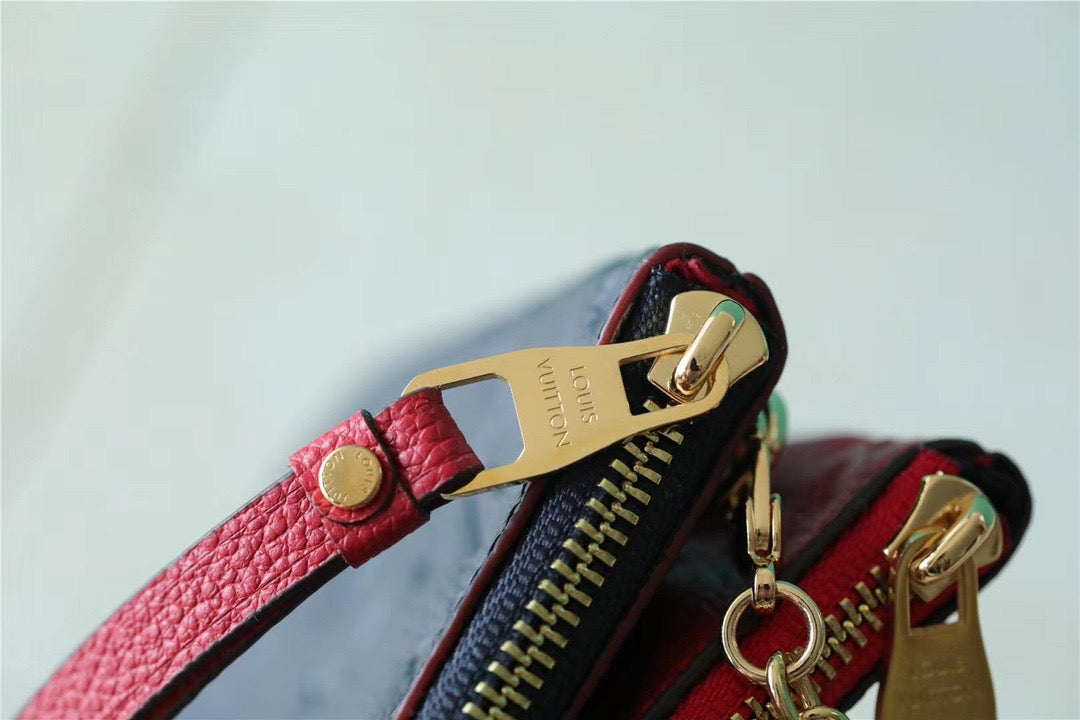 Top Quality Double Zip Pochette Monogram Empreinte Black/Red For Women,  Shoulder and Crossbody Bags 7.9in/20cm Top Quality