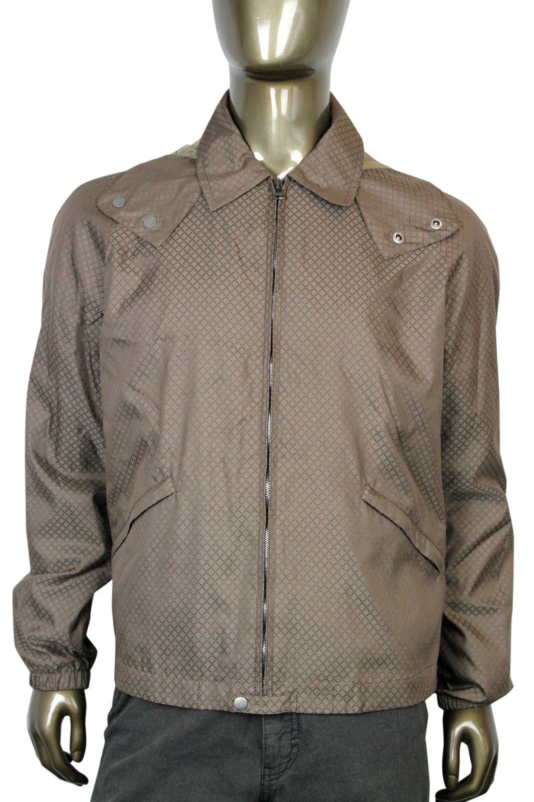 Gucci Men's Diamante Brown Polyamide Polyester Hooded Blo  Jacket
