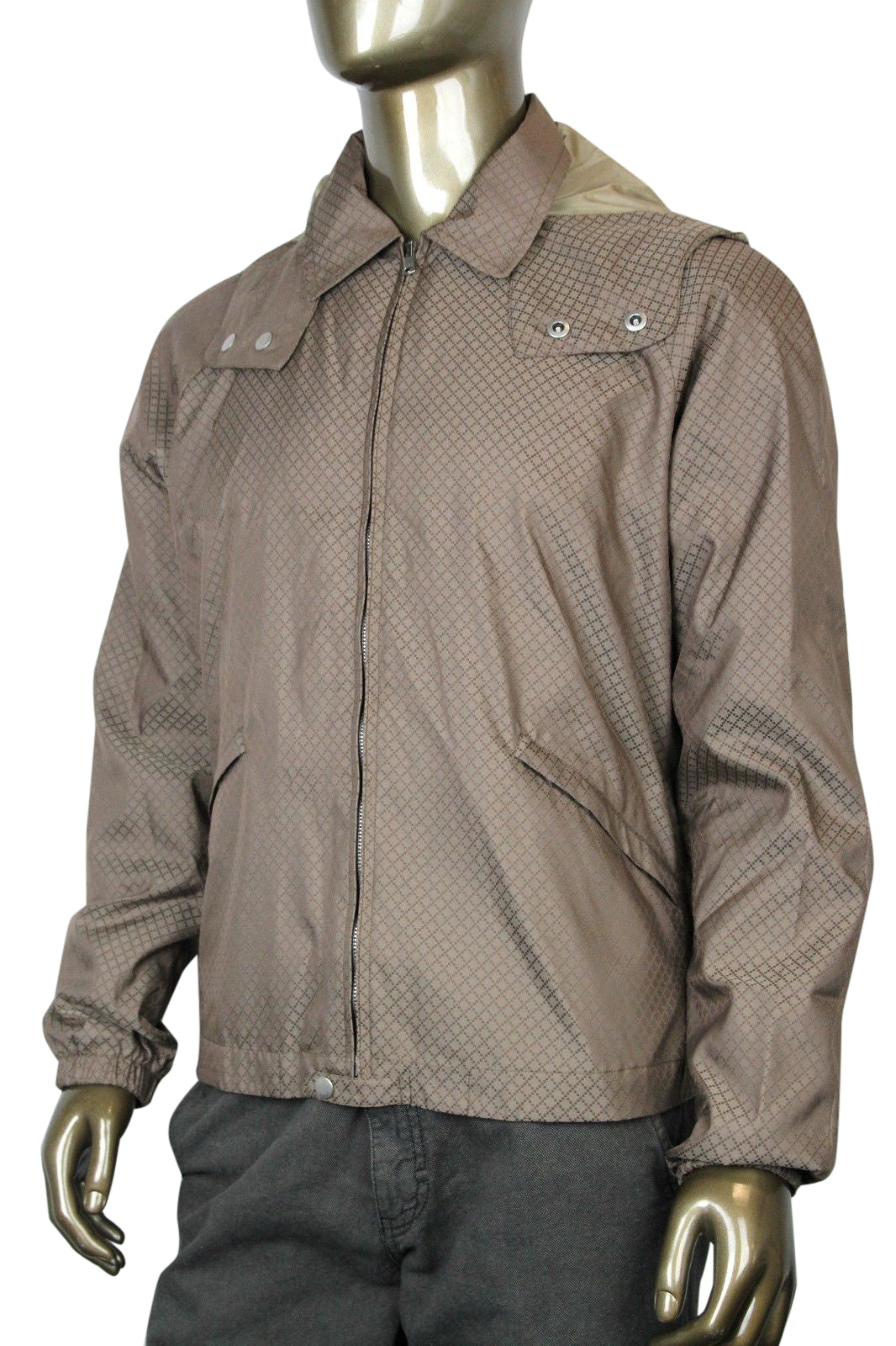 Gucci Men's Diamante Brown Polyamide Polyester Hooded Blo  Jacket