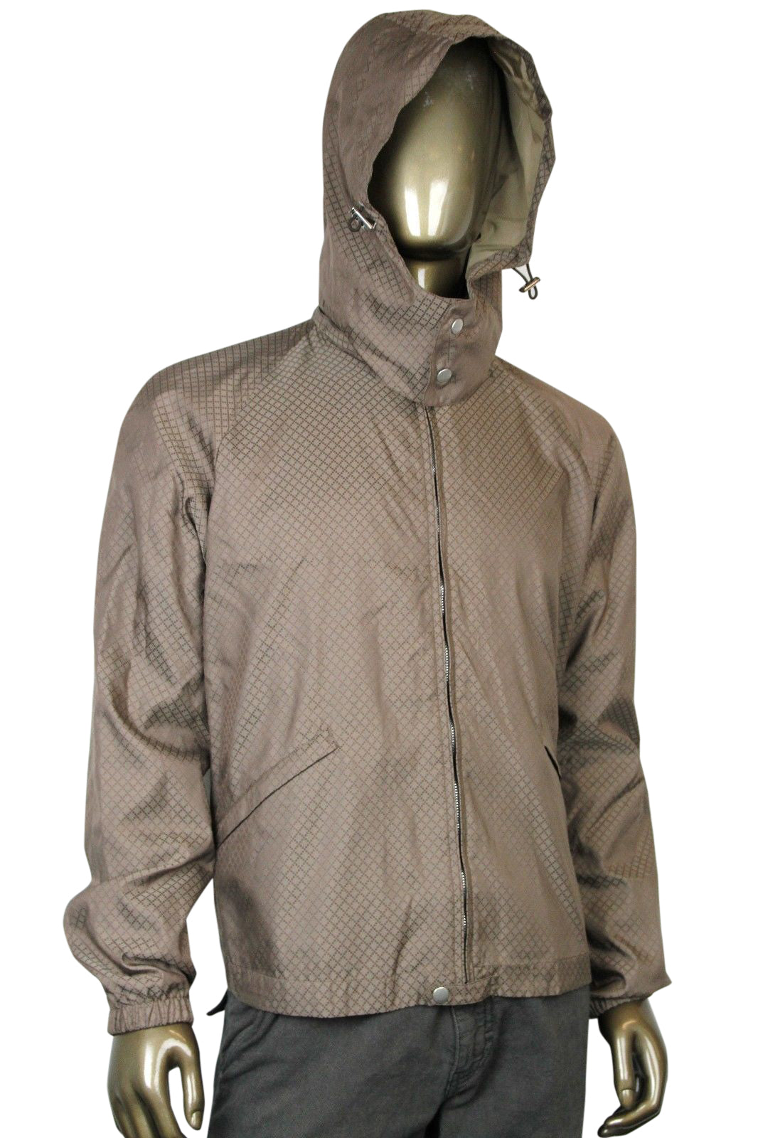 Gucci Men's Diamante Brown Polyamide Polyester Hooded Blo  Jacket