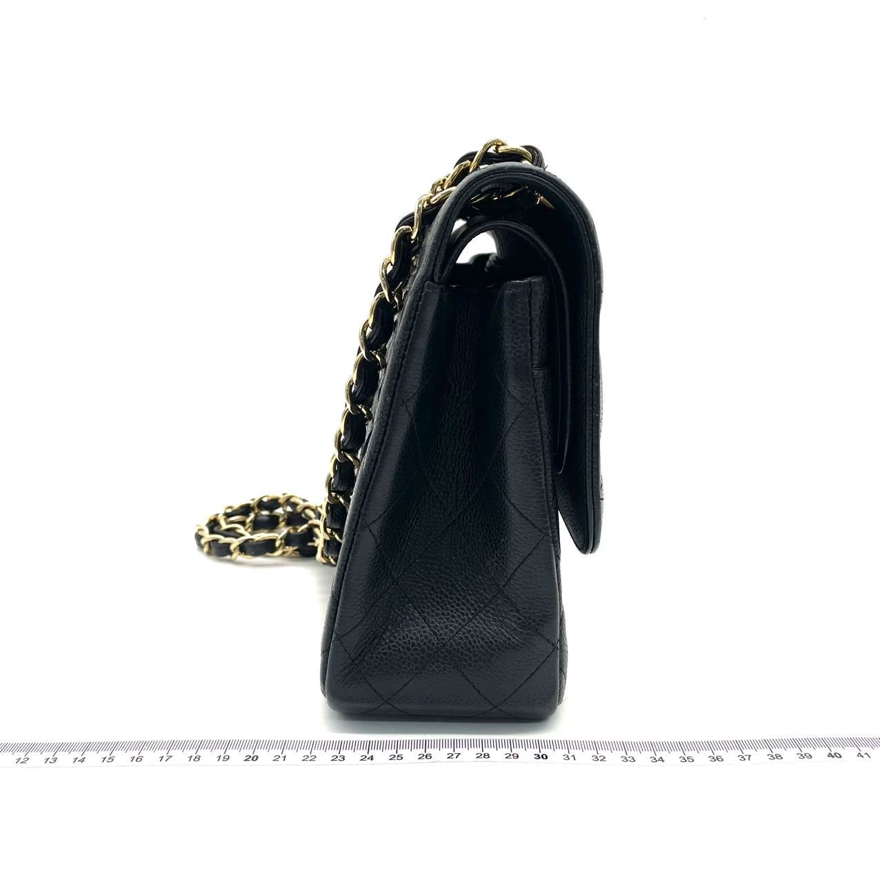 Chanel Classic Flap Jumbo Black Caviar Leather Double Flap with Gold Hardware