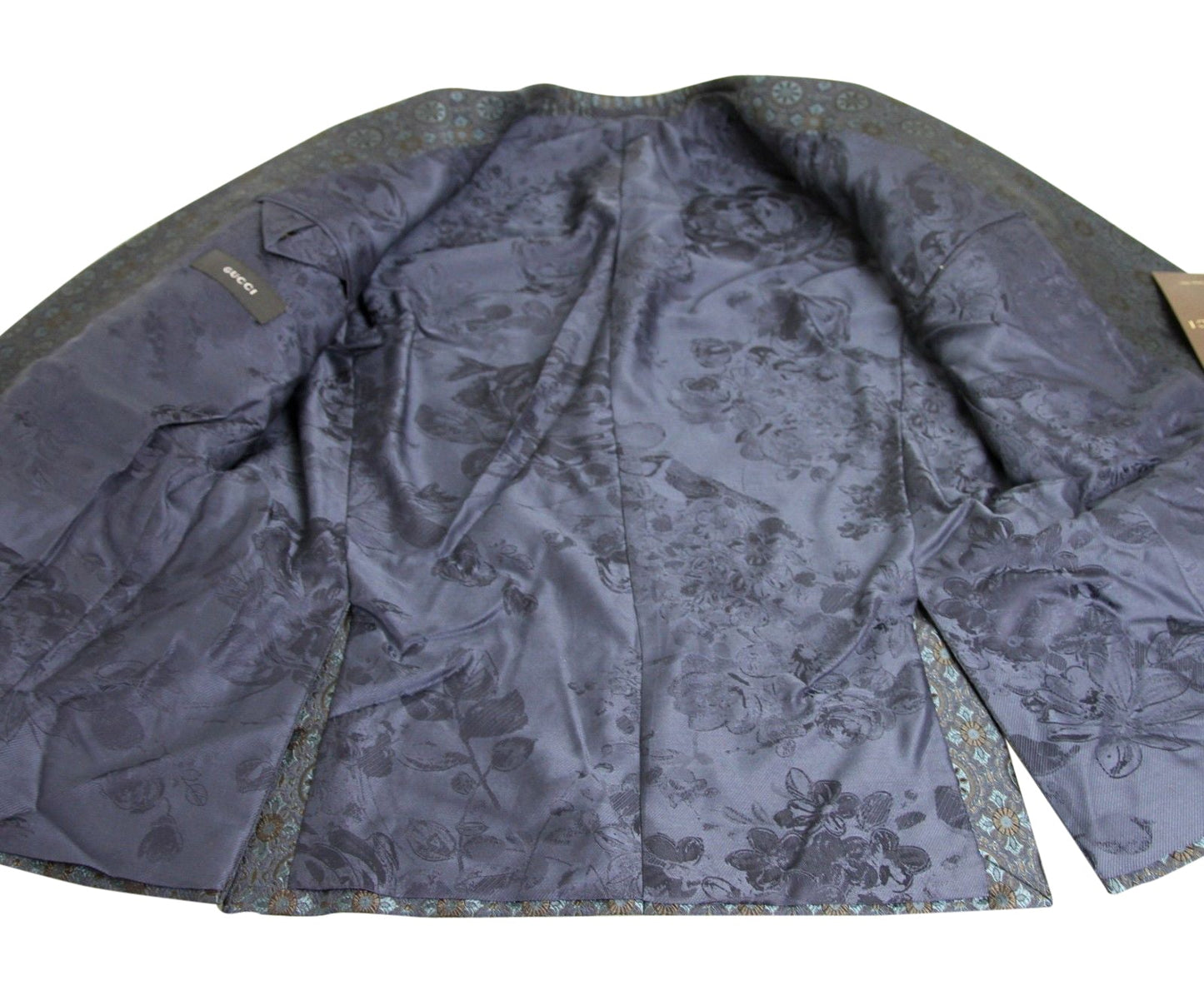 Gucci Men's Blue Floral Rose Window Jacquard Dandy Jacket