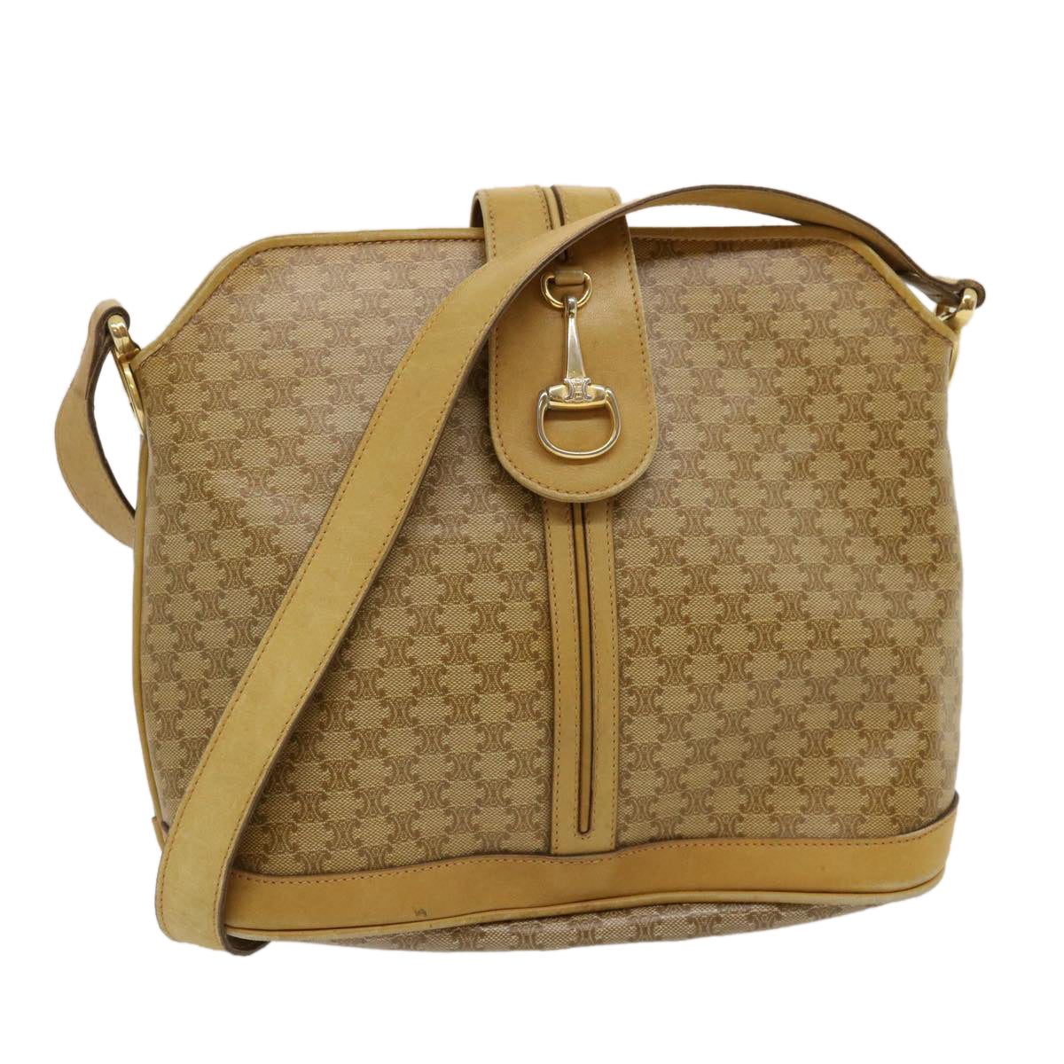 Luxury CELINE Macadam Canvas Shoulder Bag Beige  29812