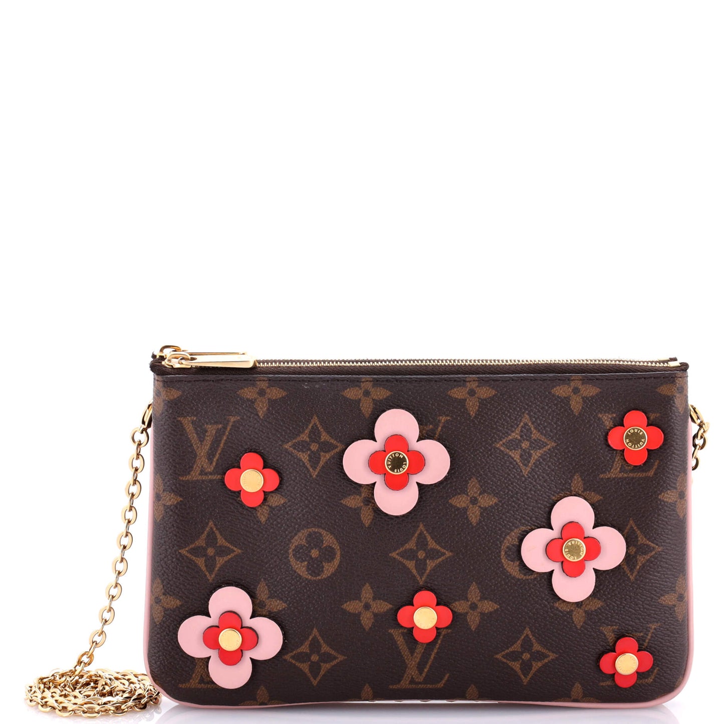 Louis Vuitton Double Zip Pochette Limited Edition Blooming Flowers Monogram Canvas