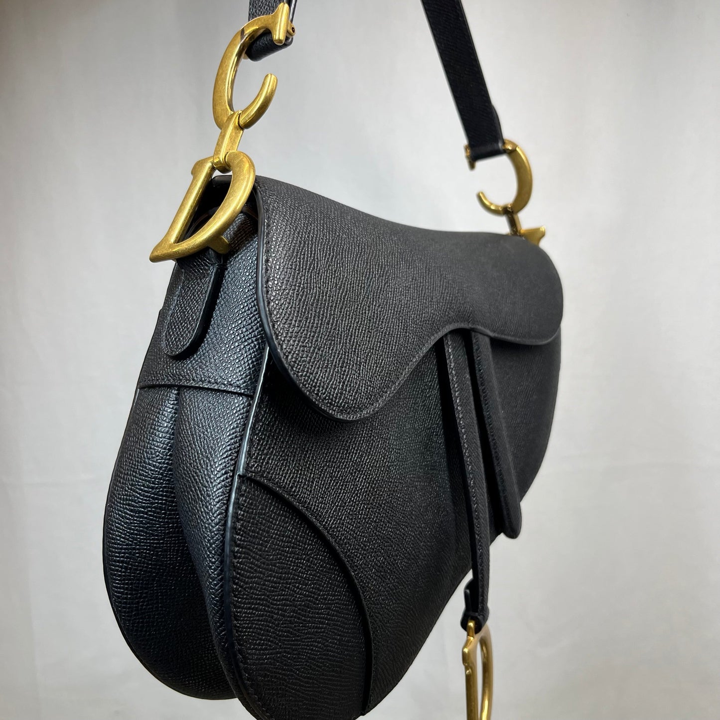 Dior Leather Saddle Bag Black