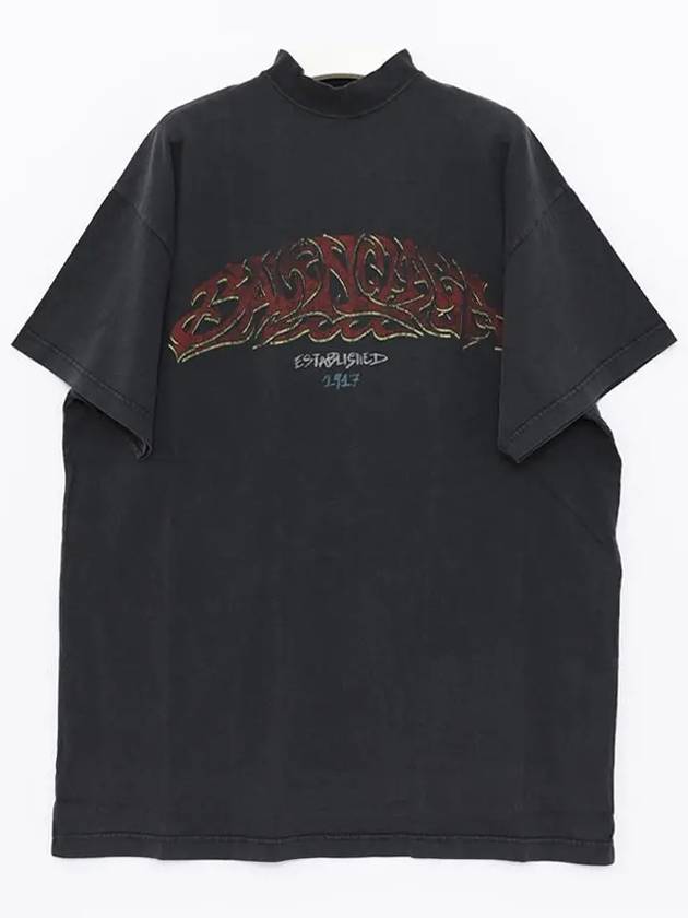 Luxury Balenciaga Trending 2025 Offshore Oversized Short Sleeve T-Shirt Black Faded
