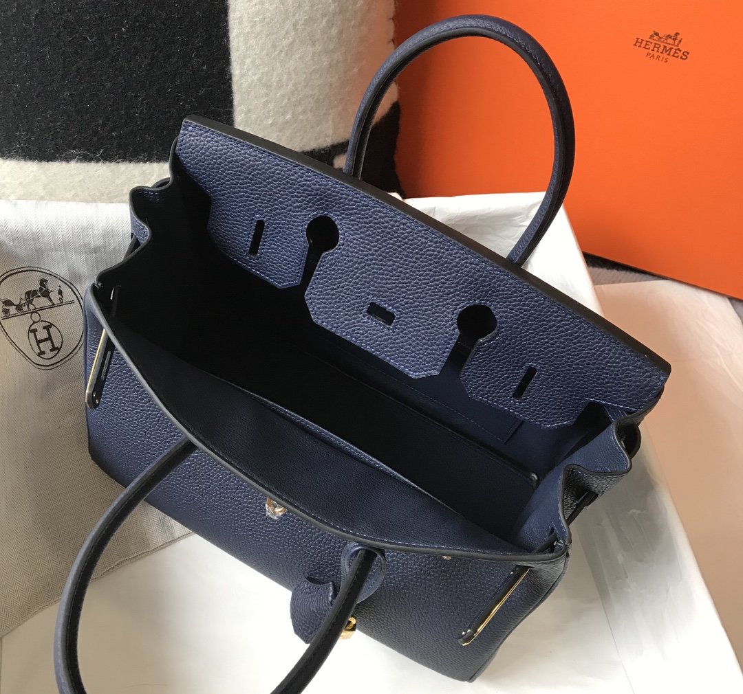 Top Quality Birkin Dark Blue For Women Gold-Toned Hardware 11in/30cm