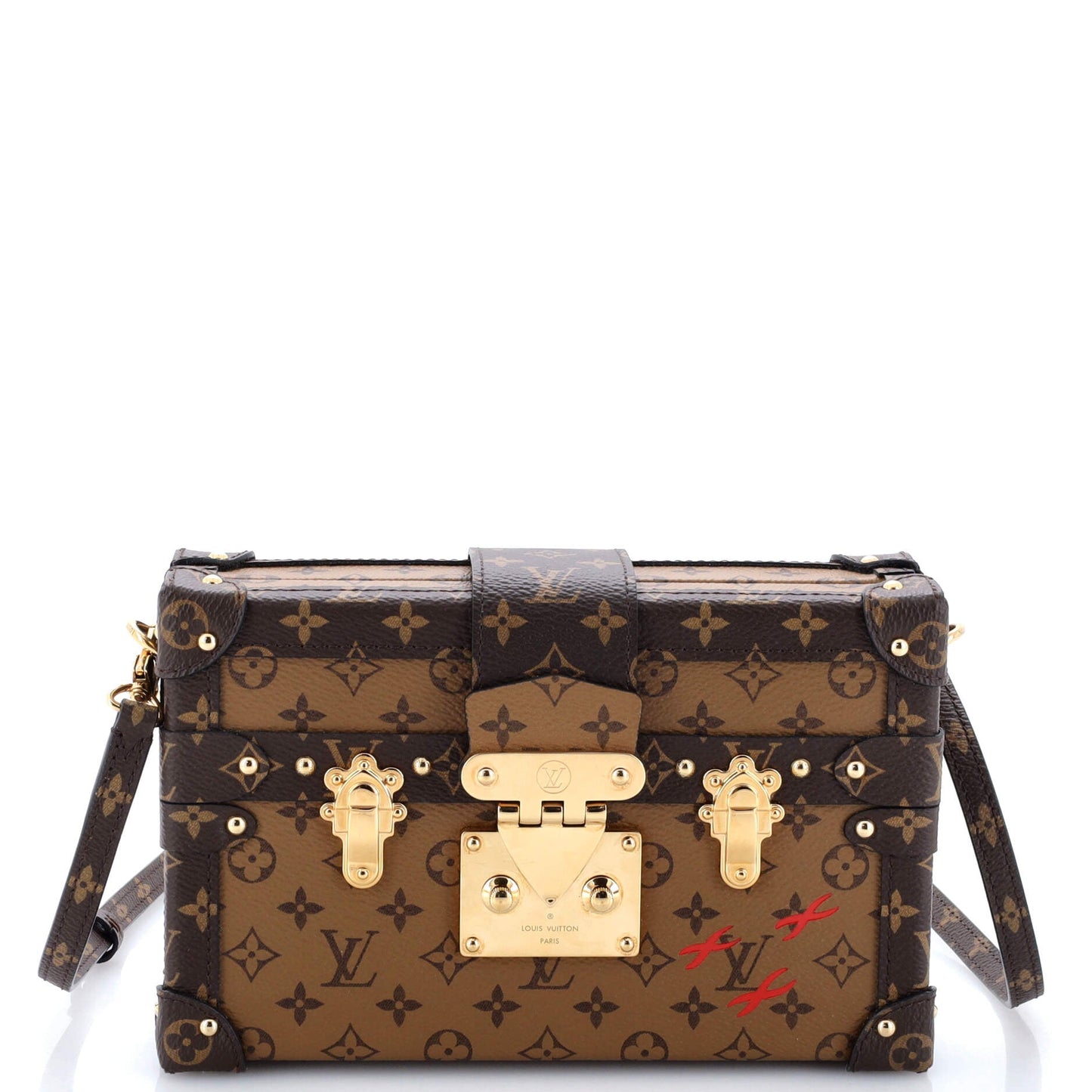 Louis Vuitton Petite Malle Handbag Reverse Monogram Canvas