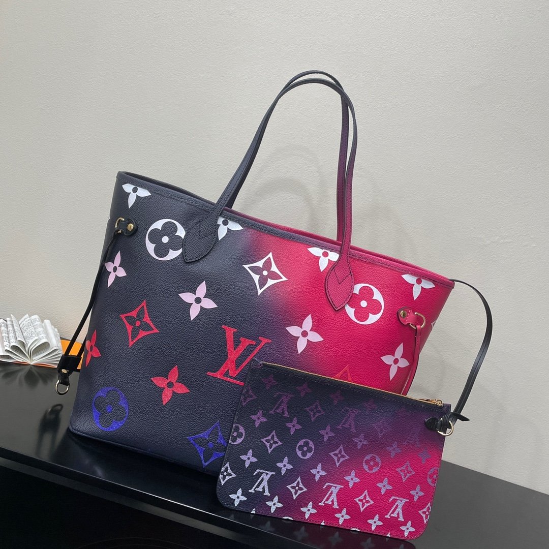 Top Quality Neverfull MM Tote Bag Monogram Canvas Midnight Fuchsia For Women,  Shoulder Bags 12.2in/31cm Top Quality M20511