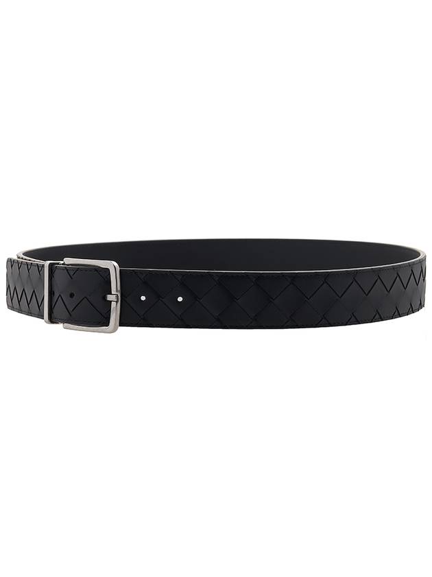 Luxury Bottega Veneta Men's Intrecciato Leather Belt Black