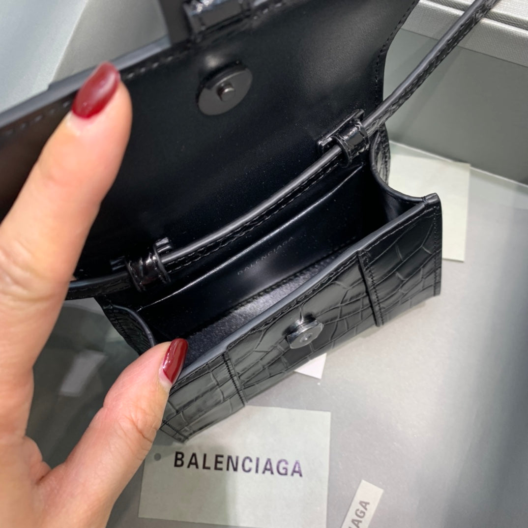Top Quality Hourglass Mini Handbag In Black, For Women,  Bags 4.7in/12cm