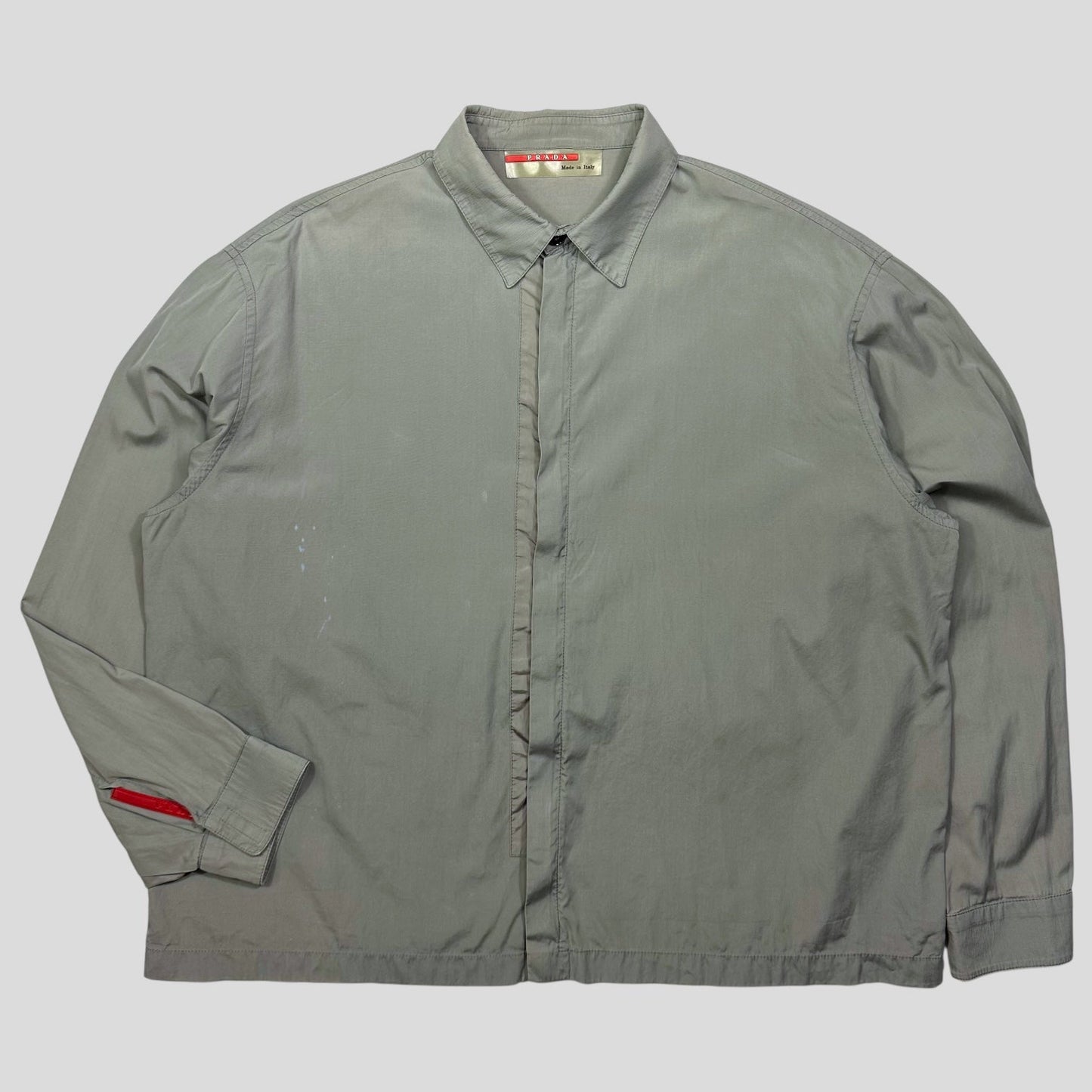 Prada Sport 1999 Nylon Panelled Cotton Boxy Zip-up Shirt - L/XL