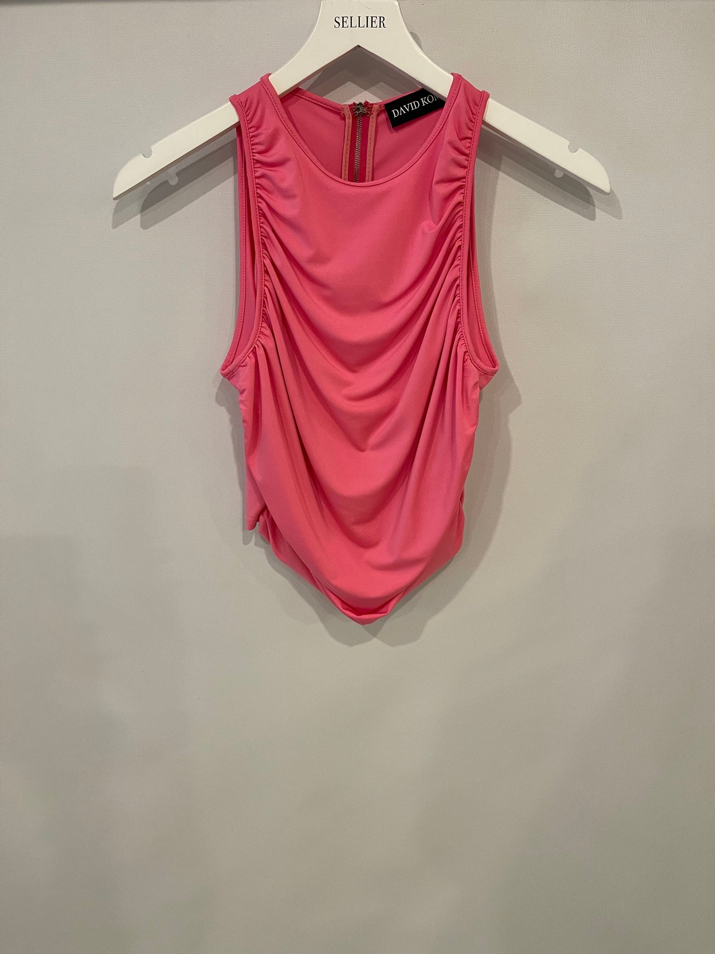 David Koma Pink Sleeveless Top and Mini Ruched Skirt Set Size UK 10 RRP £1,200