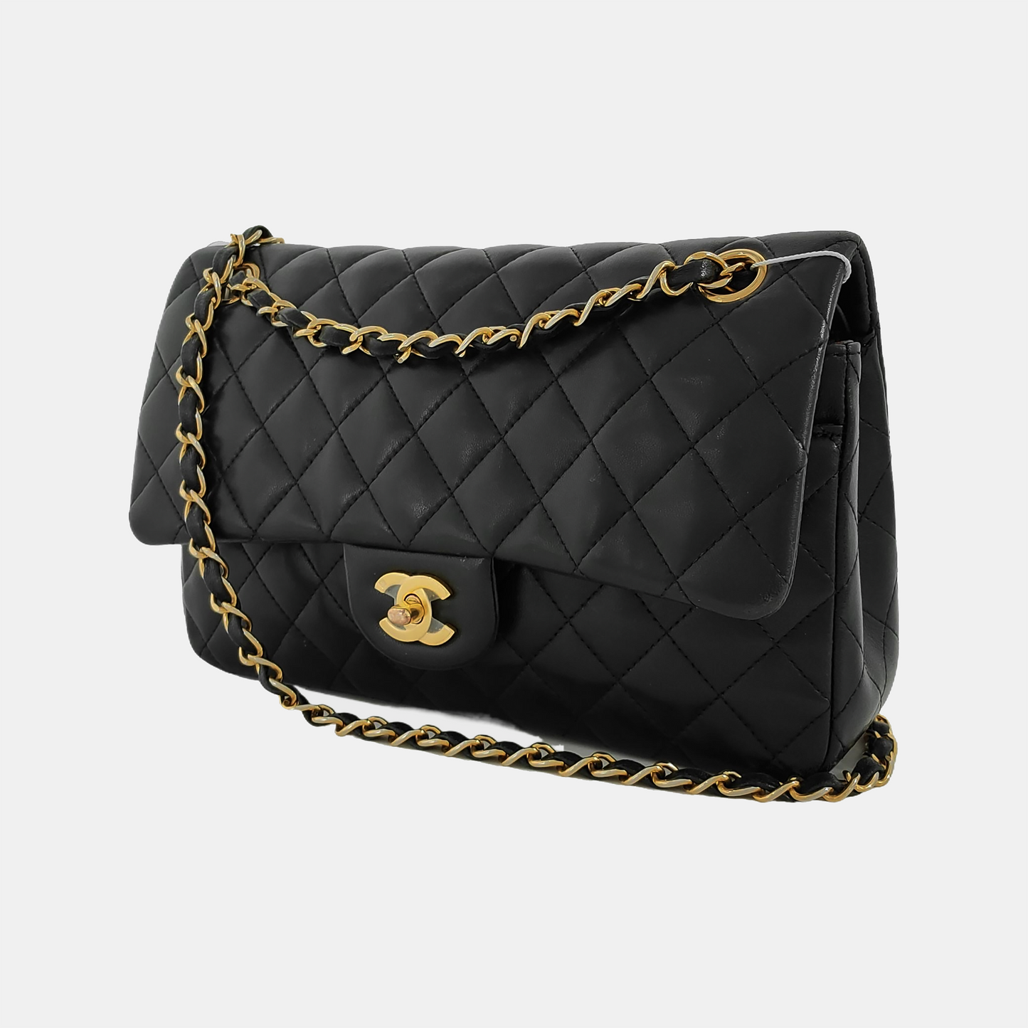 Chanel Classic Flap   Medium Black Lambskin Leather with 24k Gold HW, 1991-1994
