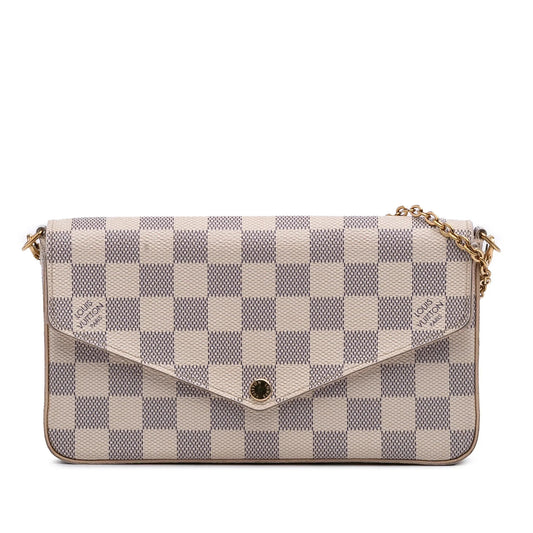 White Louis Vuitton Damier Azur Pochette Felicie Crossbody Bag