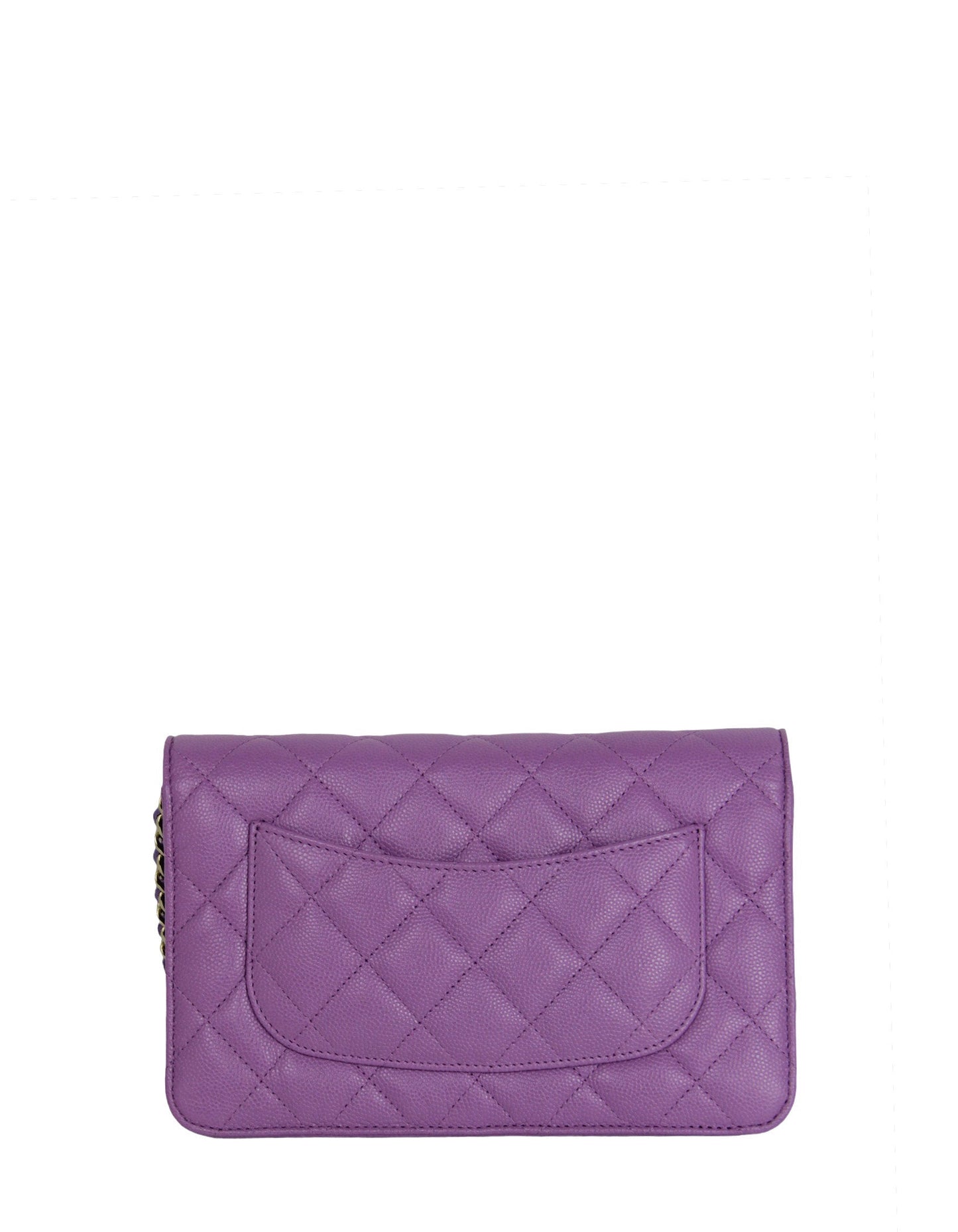 Chanel 2022 Purple Quilted Caviar Leather Wallet On Chain WOC Crossbody Bag