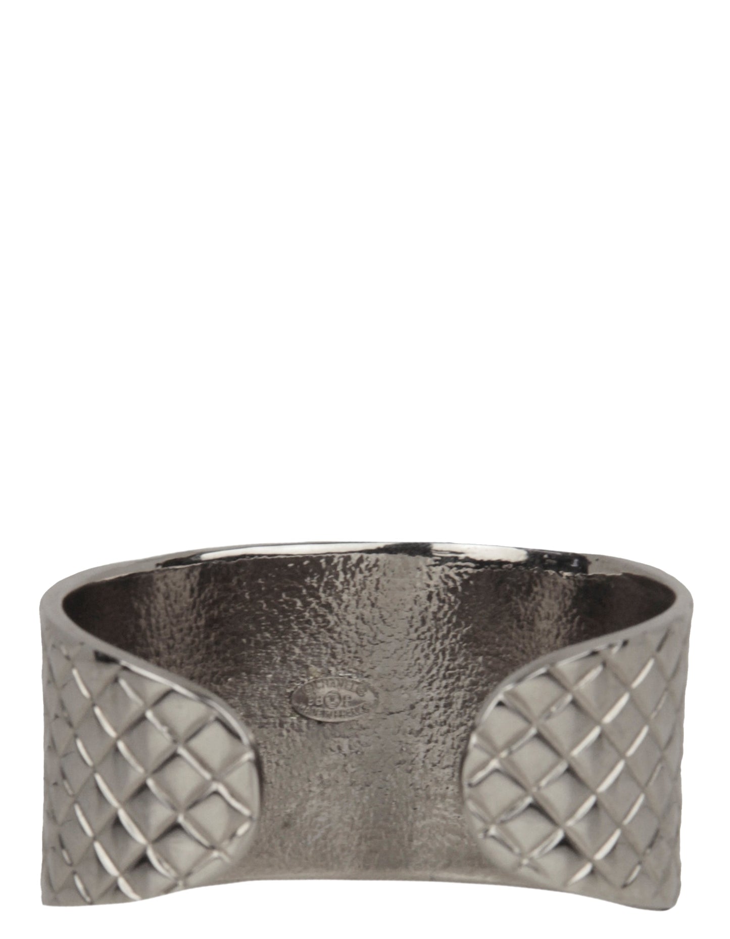 Chanel '90s Silver   Quilted CC Cuff Bracelet