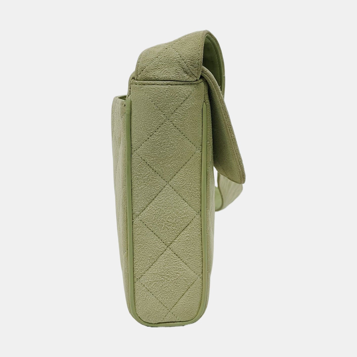 Chanel   Small Flap Crossbody Bag Green Suede Leather, 1991-1994