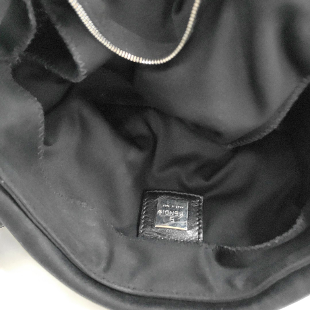 FENDI Baguette   Black Cloth Silver Hardware Double Strap