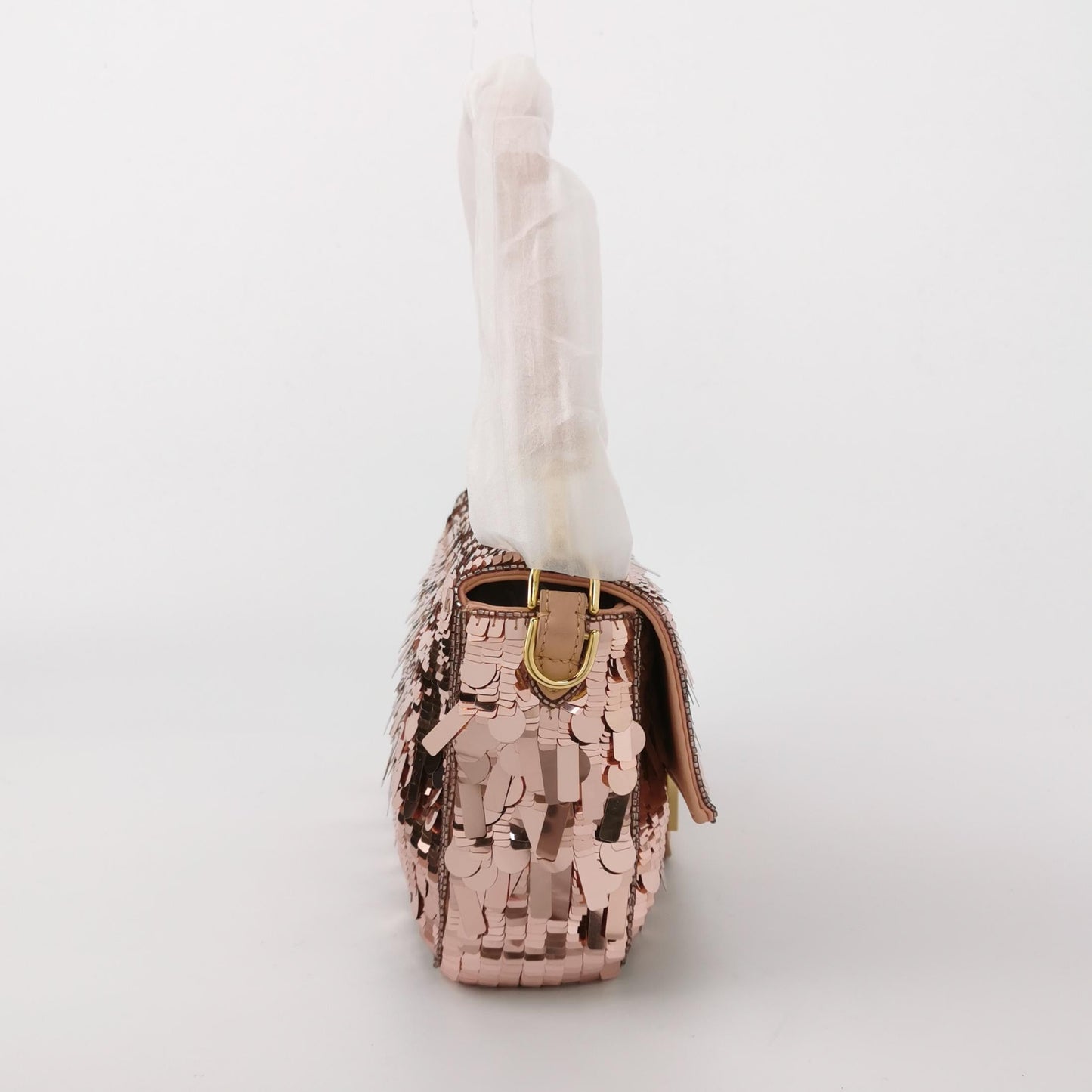 Fendi Baguette Glitter Sequins Paillettes Vitello Grace Sex and the City Baby Pink