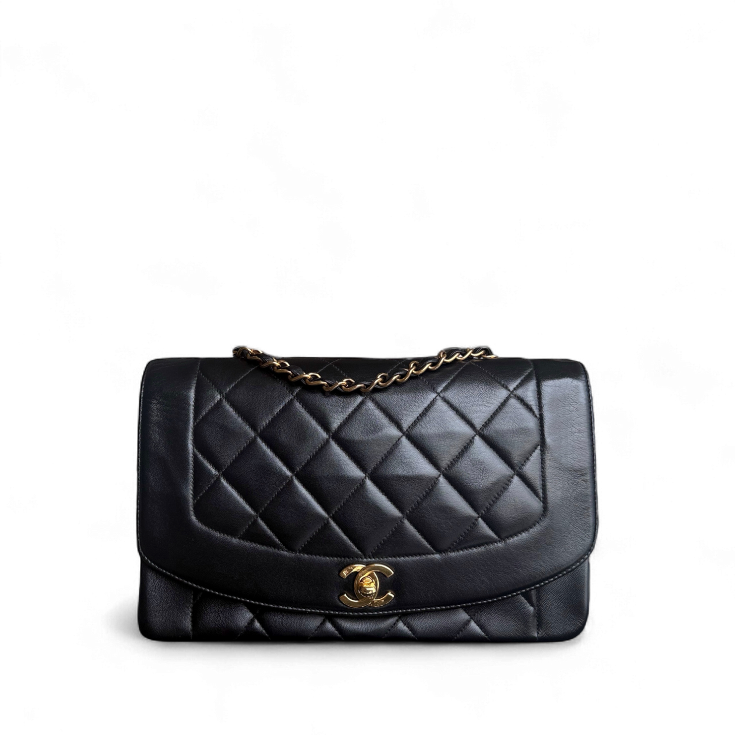 Chanel Diana Medium   - Quilted Lambskin Black Gold Hardware Series 2