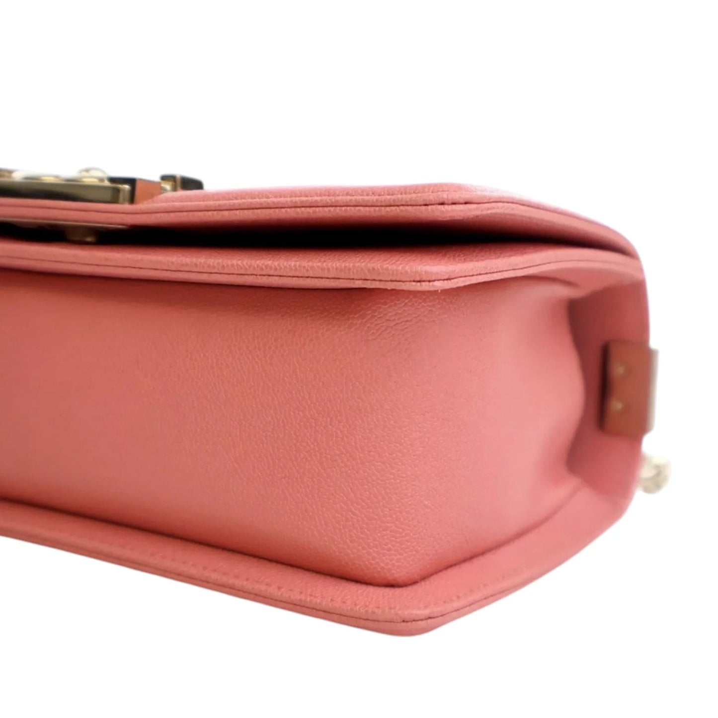 Pink Chanel Small Chevron Caviar Boy Flap Crossbody Bag