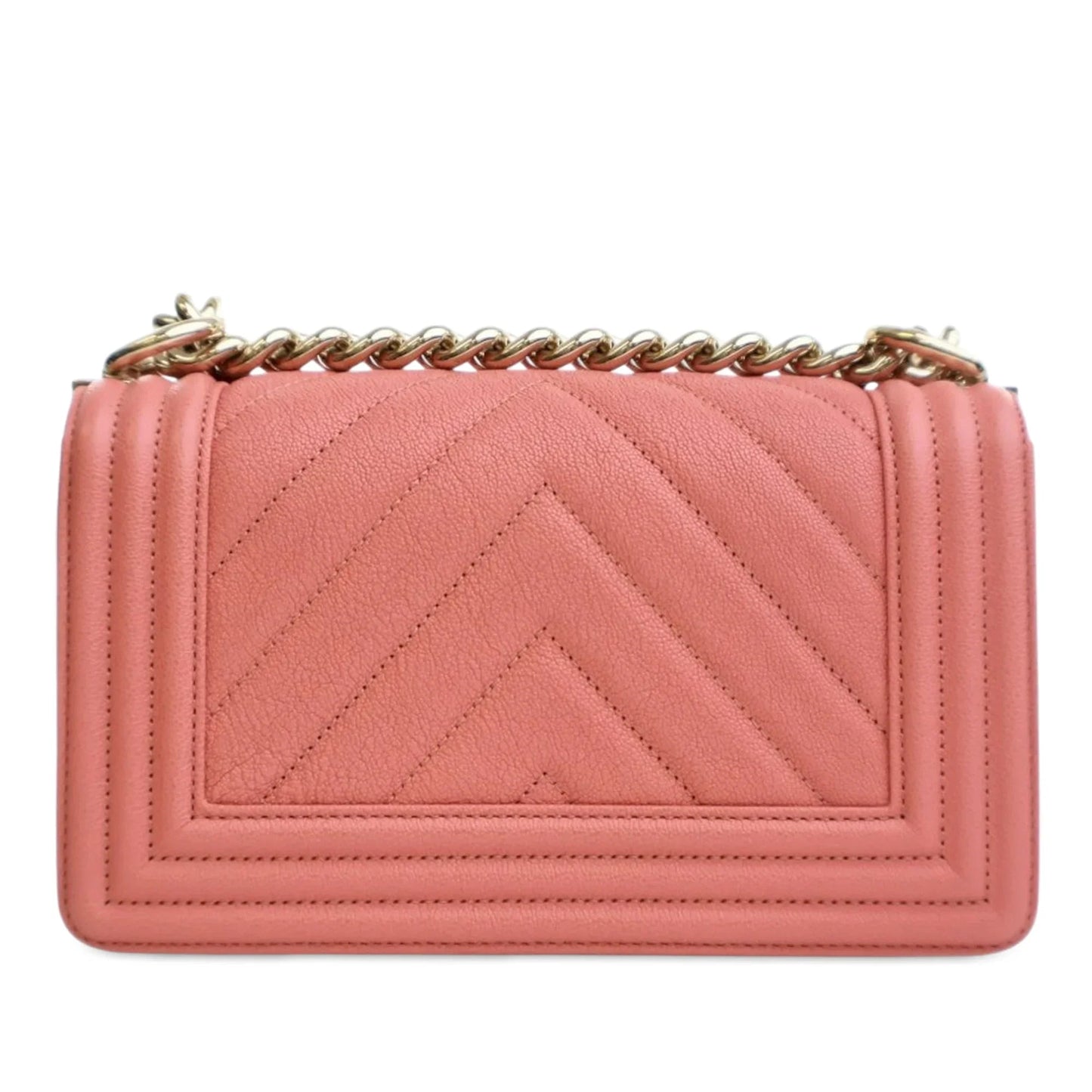 Pink Chanel Small Chevron Caviar Boy Flap Crossbody Bag