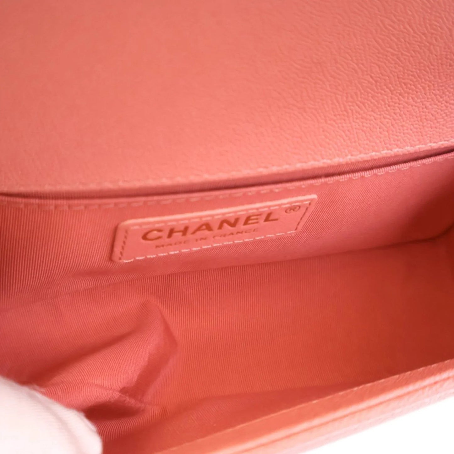 Pink Chanel Small Chevron Caviar Boy Flap Crossbody Bag