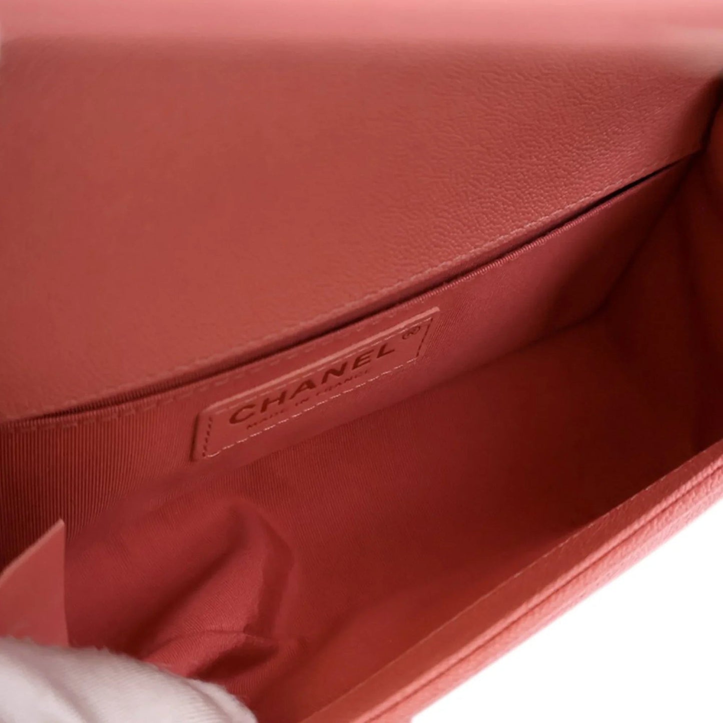 Pink Chanel Small Chevron Caviar Boy Flap Crossbody Bag