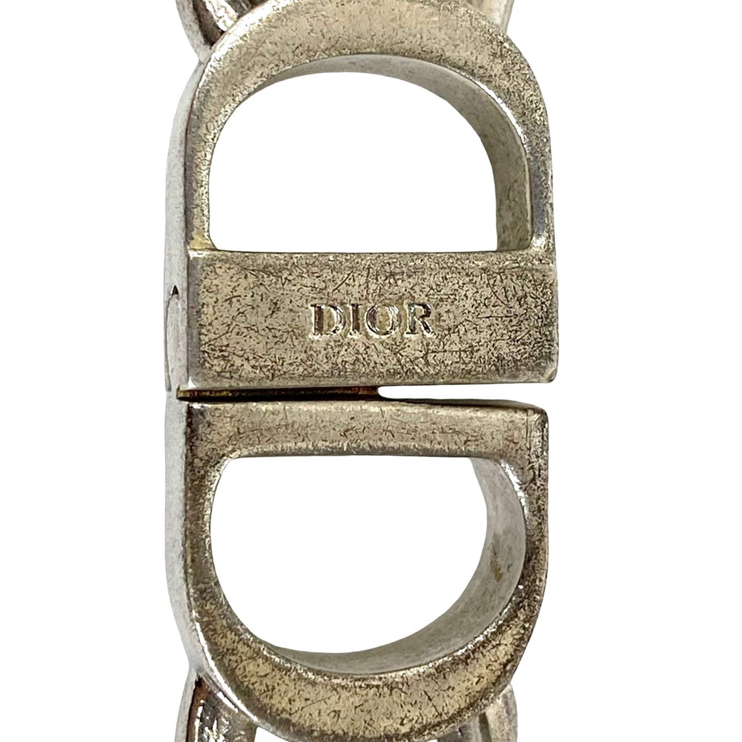 Silver Dior Silver Plated CD Logo Chain Link Necklace