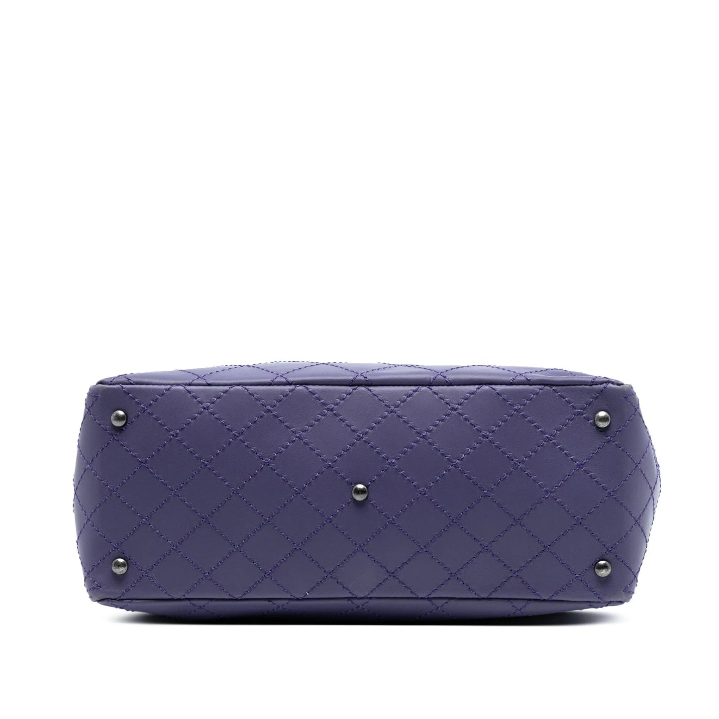Purple Chanel Medium CC Quilted Calfskin Pocket Tote Satchel