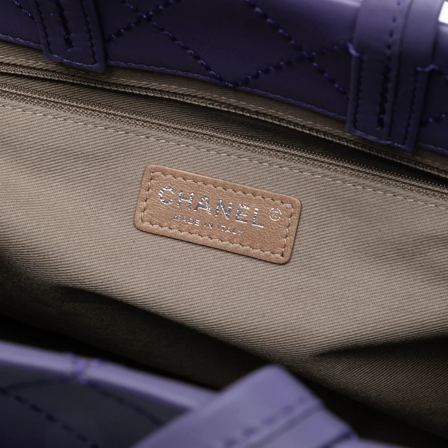 Purple Chanel Medium CC Quilted Calfskin Pocket Tote Satchel