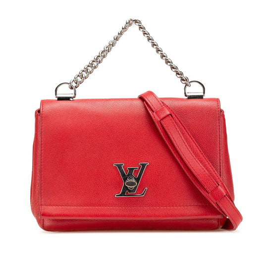Red Louis Vuitton Leather Lockme II BB Satchel