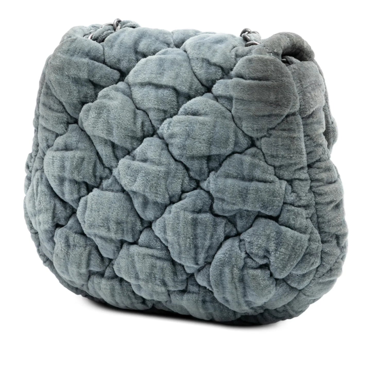 Gray Chanel Paris Moscou Mini Velvet Bubble Quilt Flap Crossbody Bag