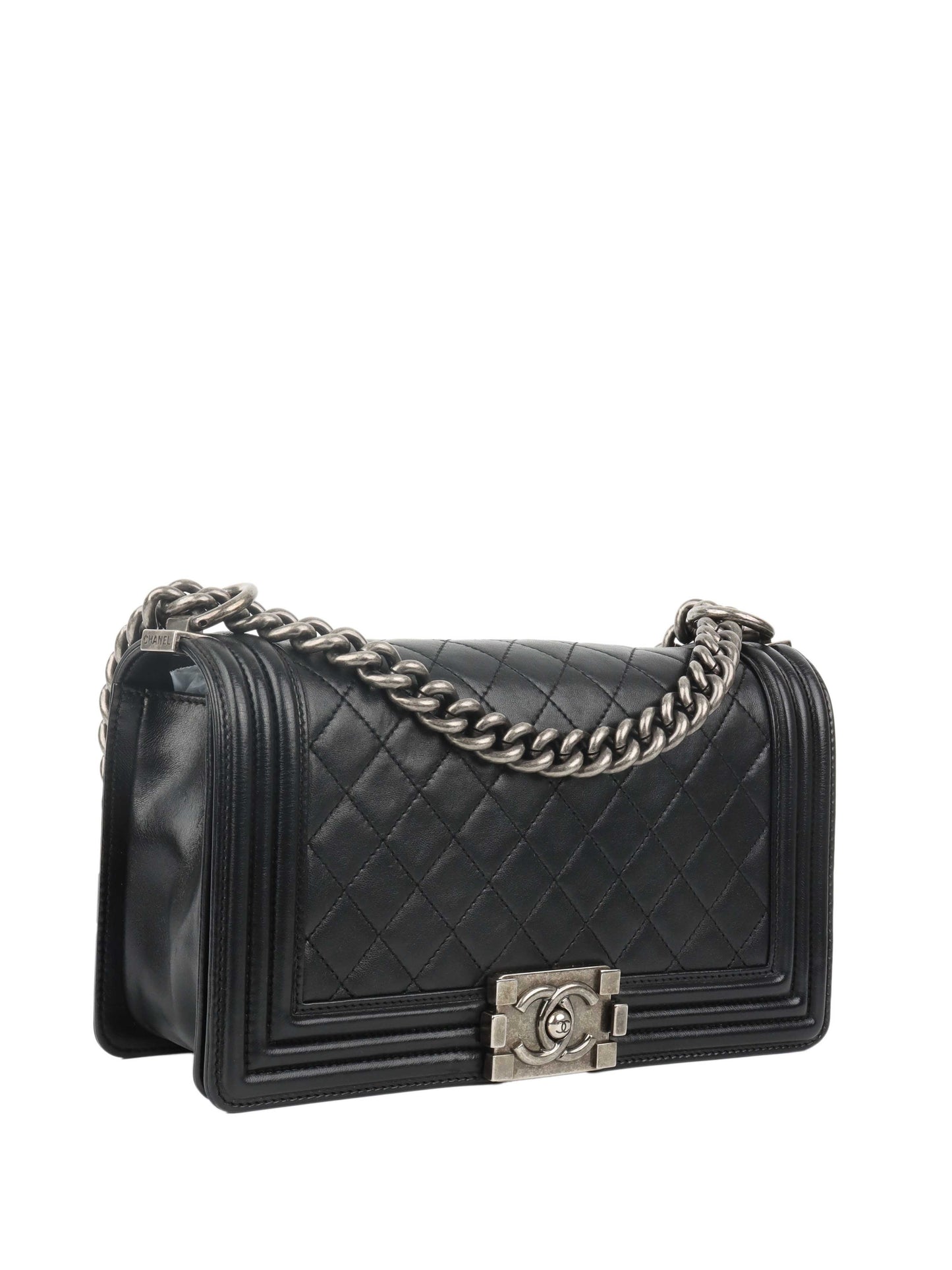 Chanel Black Medium Lambskin Boy Bag.